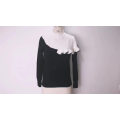 Fitness White Black Patchwork Pullover High Quality Custom Knitted Winter Women Sweater Korean